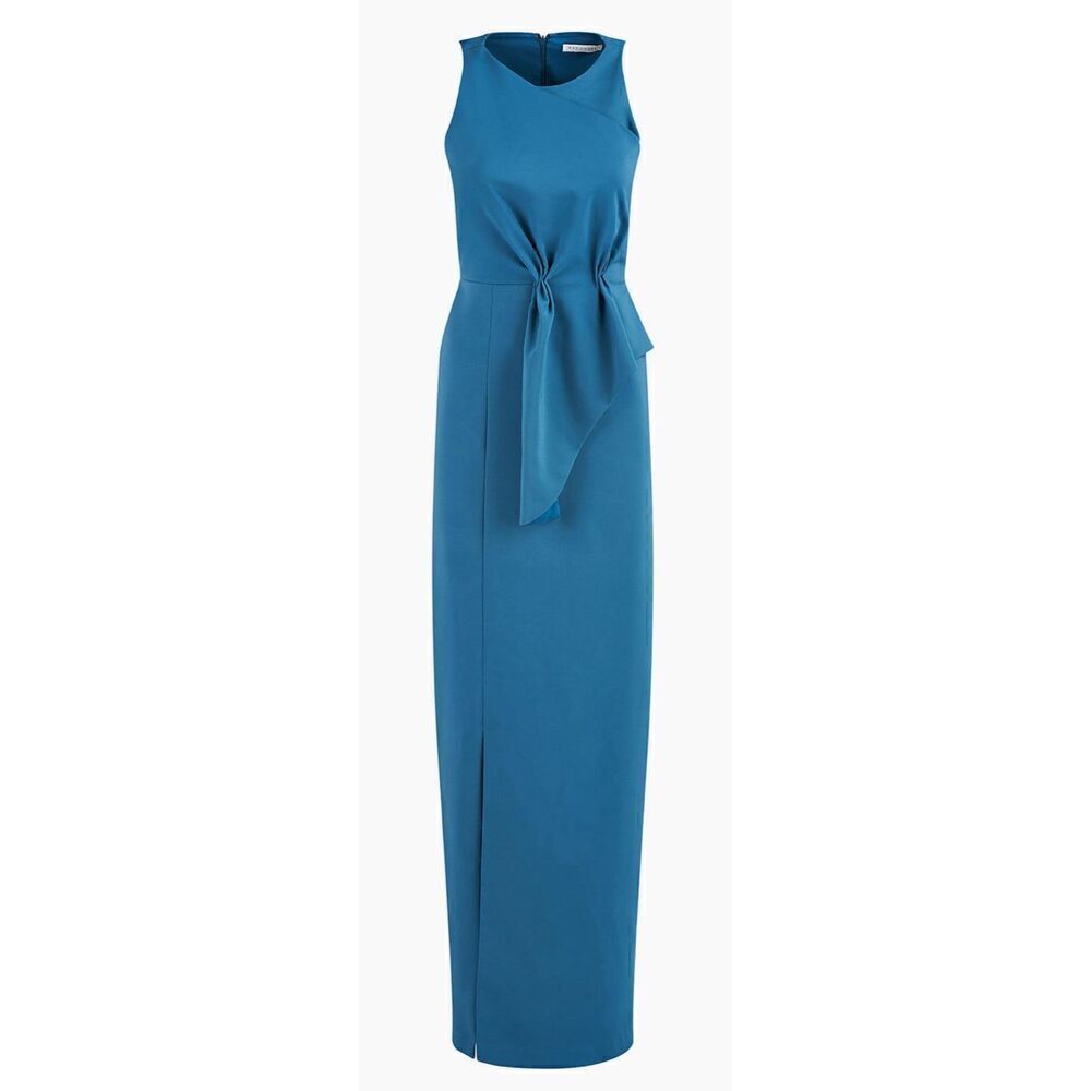 Kay Unger MEGAN COLUMN GOWN in Baltic Blue NWT Size 0